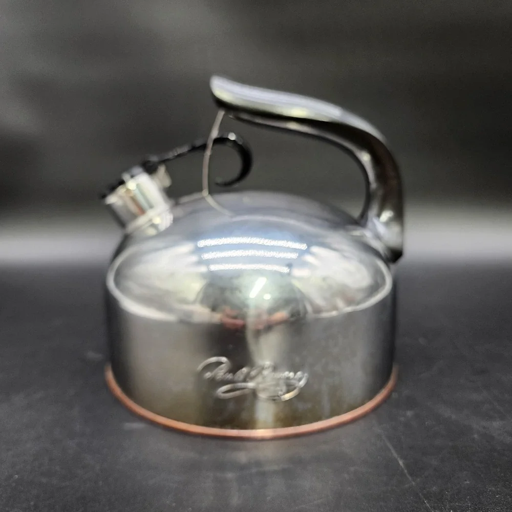 Paul Revere 2qt Silver Copper Bottom Tea Kettle Whistling Vintage MCM Kitchen
